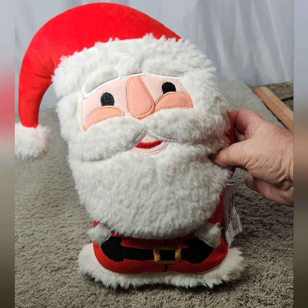 Christmas Shaped Santa Faux Shearling Throw Pillow Red/Ivory - Wondershop